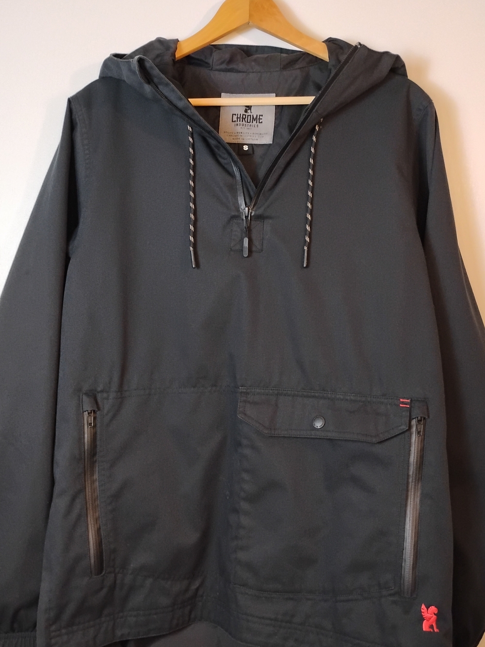 Men's Black Hooded Anorak Jacket